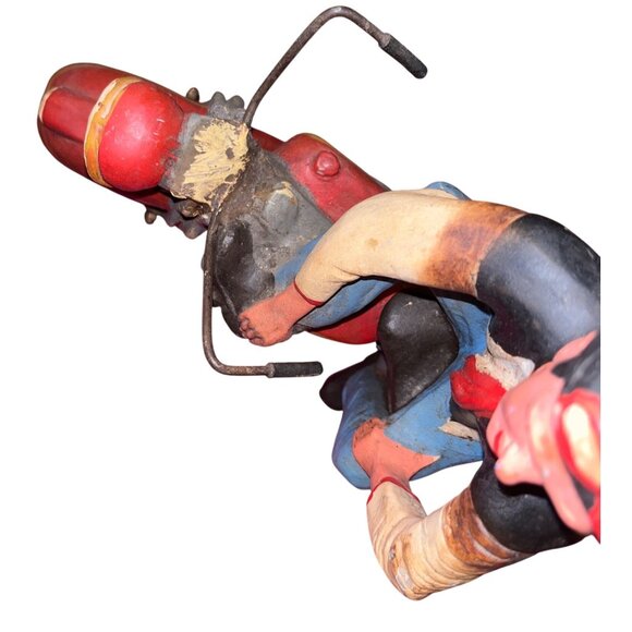 Vintage Hand-Painted Resin Motorcycle Rider Figurine 19" Long Collectible Decor - Picture 8 of 8